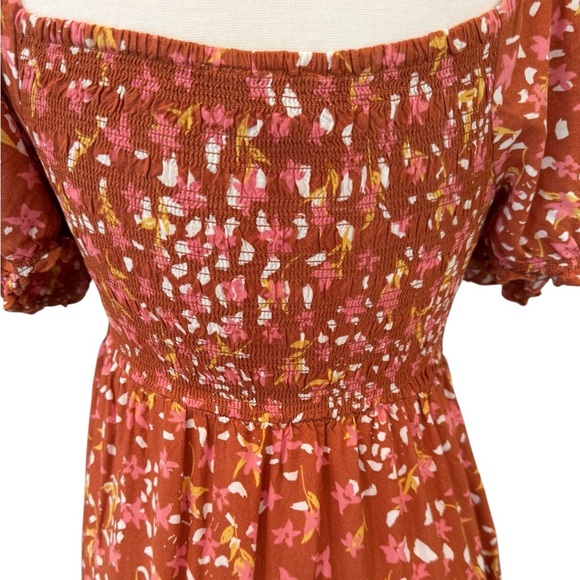 Roxy Hello Petal Woven Mini Dress On or Off Shoulder Fall Smocked Size Small - Picture 7 of 15